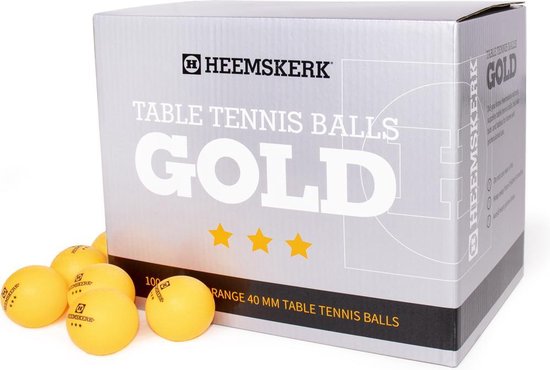 Balles de tennis de table Heemskerk Gold par 100 pièces - Oranje - 3 étoiles