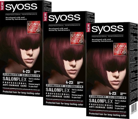 Syoss Teinture pour cheveux 4-23 Marsala Red - Value Pack 3 Pieces - Long  Lasting Red | bol.com