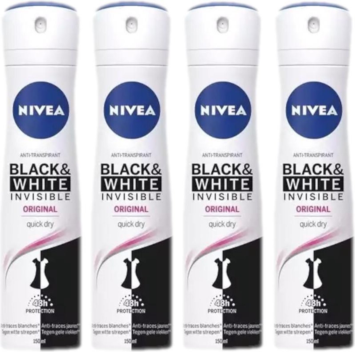 Goedkoopste Nivea Deo Spray X - Black & White Clear - Voordeelverpakking 4 x 200 ml