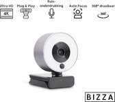 Bol.com BIZZA 4K webcam met ringlamp - inclusief statief en webcam cover - ring light - ringlicht - Ultra HD - 2160p - Webcam vo... aanbieding