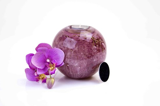 Mini Urn Waxinelichthouders paars, theelichtje kleine urn van Mondgeblazen Glas (14cm)