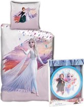 Disney Frozen Dekbedovertrek Elsa - Eenpersoons - 140 x 200 cm - 100% katoen- kussen 65x65, incl. Frozen wandklok