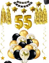 55 jaar verjaardag feest pakket Versiering Ballonnen voor feest 55 jaar. Ballonnen slingers sterren opblaasbare cijfers 55