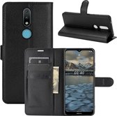 Nokia 2.4 hoesje - MobyDefend Kunstleren Wallet Book Case - Zwart - GSM Hoesje - Telefoonhoesje Geschikt Voor: Nokia 2.4