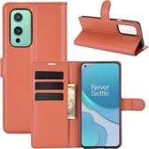 OnePlus 9 hoesje - MobyDefend Kunstleren Wallet Book Case - Bruin - GSM Hoesje - Telefoonhoesje Geschikt Voor: OnePlus 9