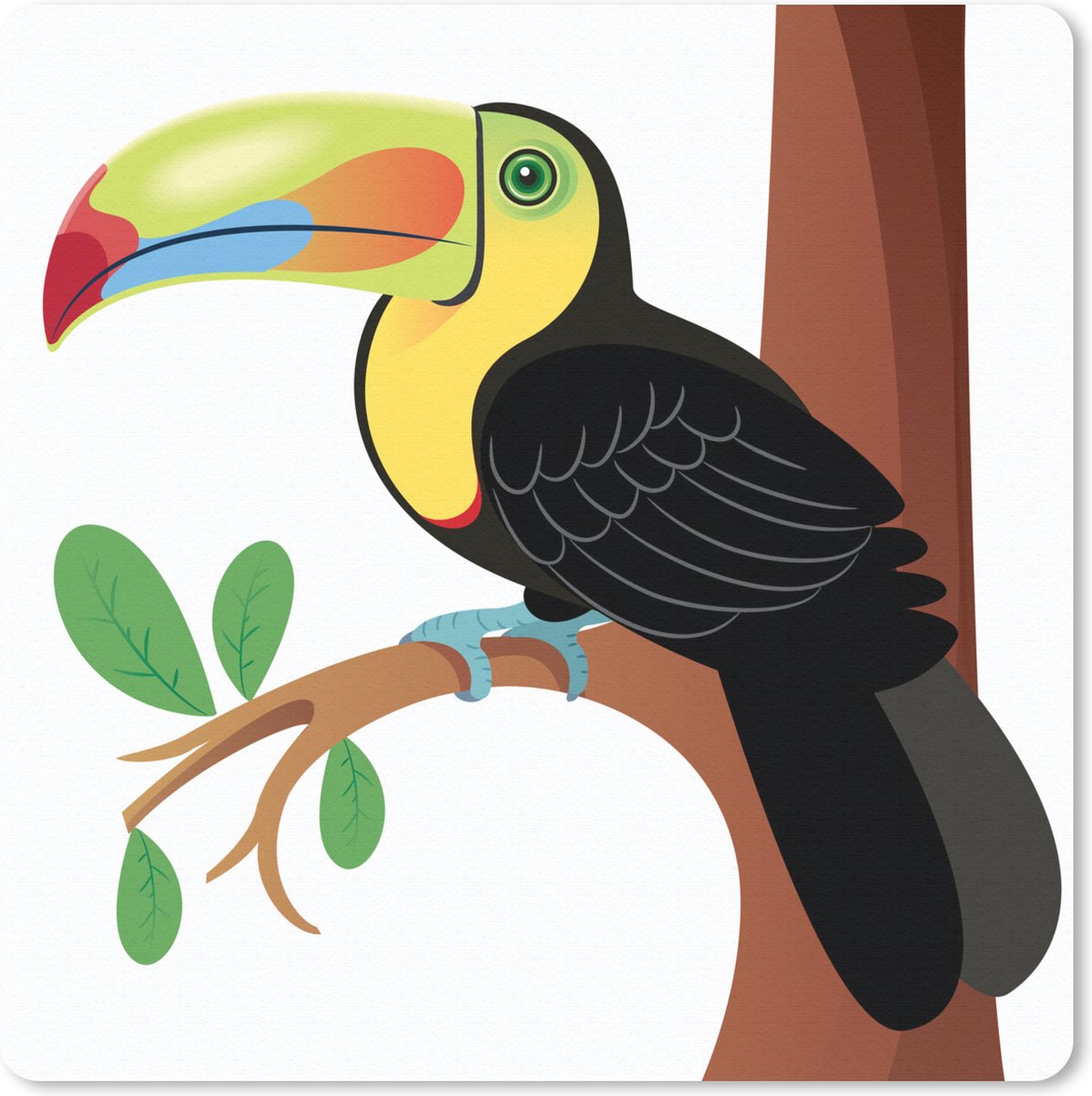 Muismat 20x20 cm - Mousepad Een vector illustratie van een kleurrijke toekan - Muismatten