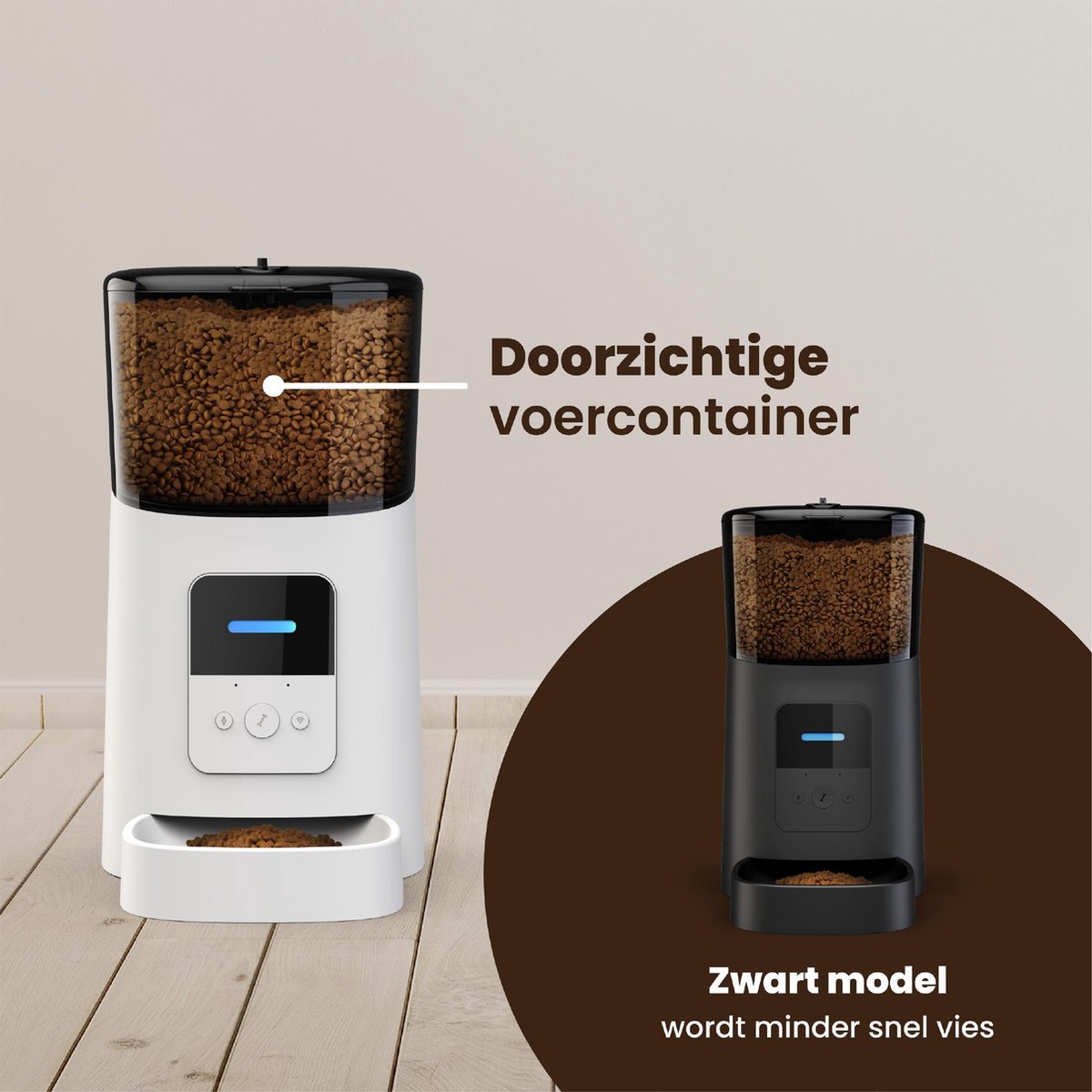 Afbeelding 3 van DKProducts Automatische Voerbak Wit - Voerautomaat Met App - Smartphone Besturing - Voerinhoud 6 Liter - Voor Katten- en Hondenvoer - Droogvoer - Voedingsschema - WiFi - Automatische voerbak kat - Automatische voerbak