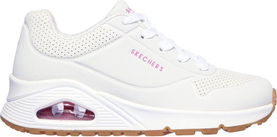 Skechers Uno - Stand On Air Meisjes Sneakers - White/Hot Pink - Maat 31