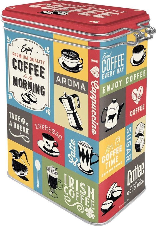 vrachtauto ketting Eigendom Koffie Bewaarblik - Coffee Collage ( leuk retro design in 3d relief  uitgevoerd ) | bol.com