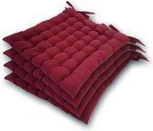 Pippa Design Stoelkussen - bordeauxrood- met lint - 40 x 40cm