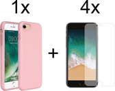 iPhone 7 hoesje roze - iPhone 7 hoesje siliconen case hoesjes cover hoes - 4x iPhone 7 screenprotector