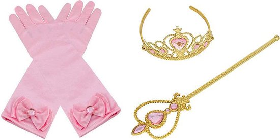 Ensemble d'accessoires princesse rose - baguette magique - diadème -  couronne - longs