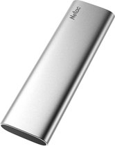 Netac ZSLIM1TB Draagbare externe SSD tot 1TB, USB C 3.2 Gen, 10 Gbps - Zilver