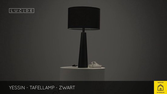 Lucide YESSIN - Tafellamp - Ø 32 cm - 1xE27 - Zwart | bol.com