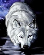 Diamond Painting WITTE WOLF 40 x 50 cm - MONA LISA - FULL - RONDE STEENTJES