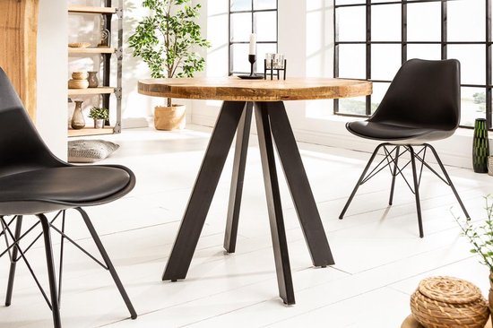 Pessimistisch Tahiti bevroren Ronde Eettafel 80 cm massief mangohout bladdikte 4,5 cm zwarte poten |  bol.com