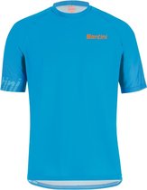 Santini Fietsshirt korte mouwen Heren Blauw Oranje - Sasso S/S Jersey - XL