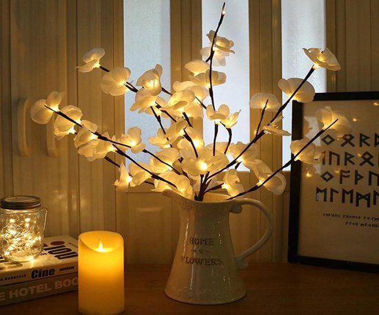 Kunstbloemen Orchidee kunstplant LED decoratie takken met 20 lampjes warm  wit licht | bol.com