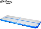 Physionics Airtrack - Opblaasbaar - Opvouwbaar - Draagbaar - Turnmat - Gymnastiekmat - Trainingsmat - Gym/Turnen/Sporten - PVC - 400 X 100 CM - Blauw - Gratis Reparatieset & Elektr