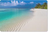 Muismat Tropische stranden - Uitzicht vanaf het tropische strand op het azuurblauwe water muismat rubber - 27x18 cm - Muismat met foto