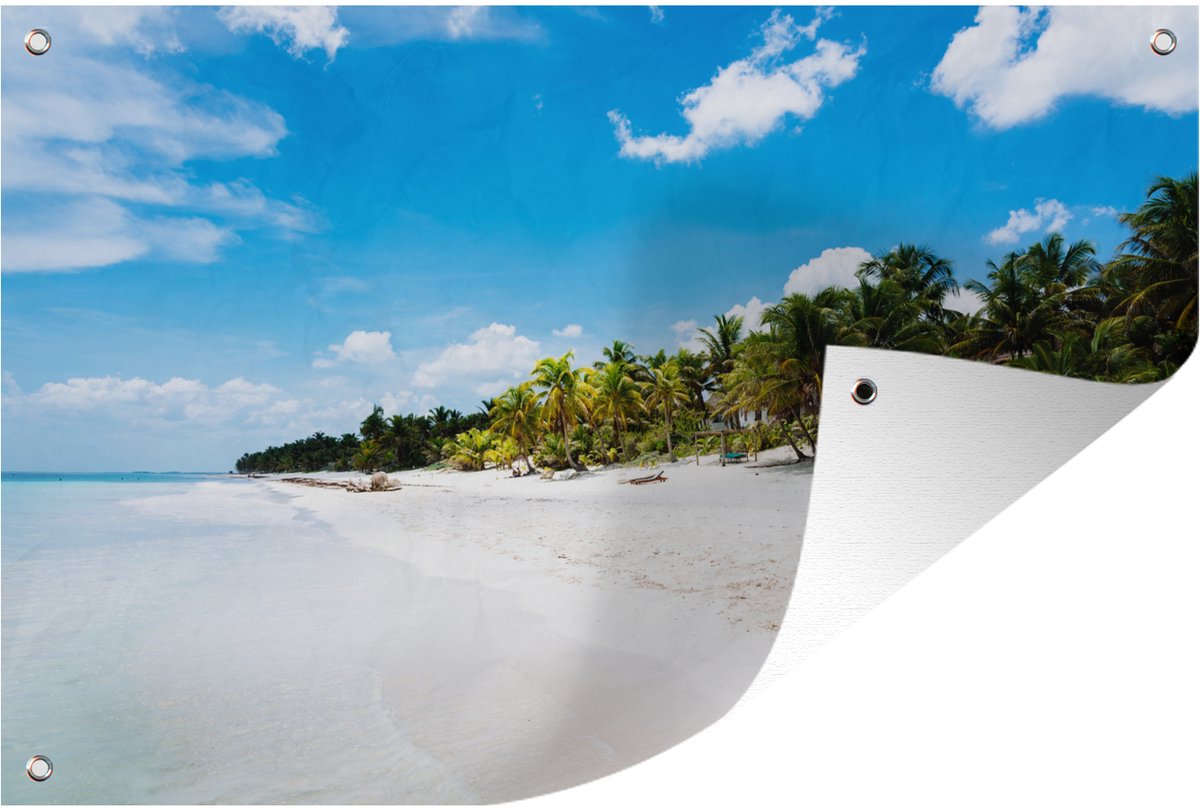 Strand Tulum Mexico foto Tuinposter 120x80 cm - Tuindoek / Buitencanvas / Schilderijen voor buiten (tuin decoratie)