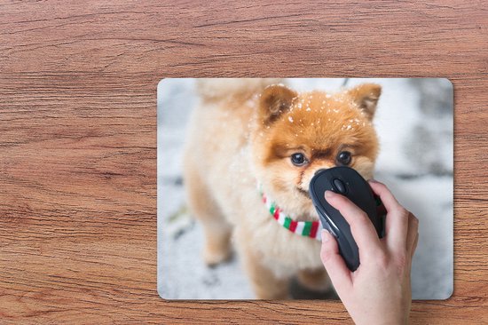 Muismat Vrije Dieren - Hond met sjaal muismat rubber - 40x30 cm - Muismat met foto