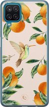 Hoesje geschikt voor Samsung Galaxy A12 - Tropical fruit - Soft Case - TPU - Natuur - Oranje - ELLECHIQ