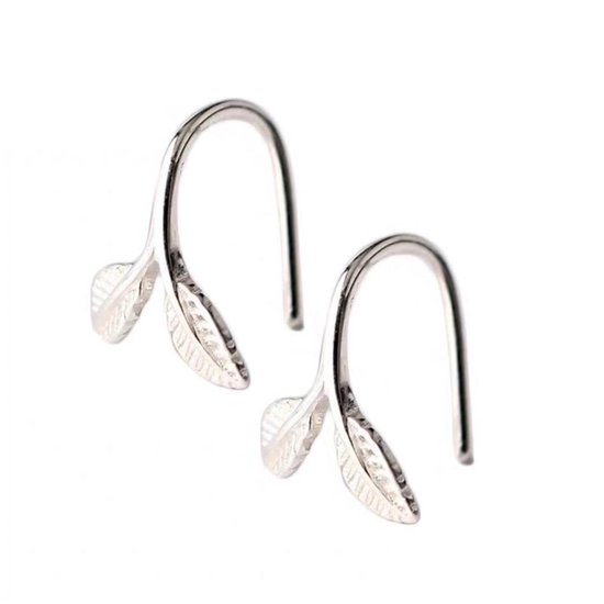 Gading® Oorknopjes zilveren dames - Oorknoppen met Twee blaadjes - veer-Zilver 925-8mm - Gading