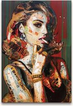 Peinture à l'huile sur toile peinte à la main - Loui Jover - Femme qui Smoking