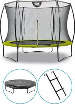 EXIT Toys - Trampoline Met Veiligheidsnet - Op Poten - Silhouette - Rond - ø244cm - Groen - Inclusief Ladder en Afdekhoes