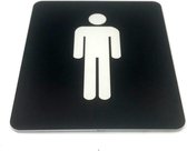 Deurbordje Toilet - WC bordjes – Tekstbord WC – Toilet bordje – Heren – Man - Bordje – Zwart – Pictogram - Zelfklevend - 10 cm x 12 cm x 1,6 mm - 5 Jaar Garantie