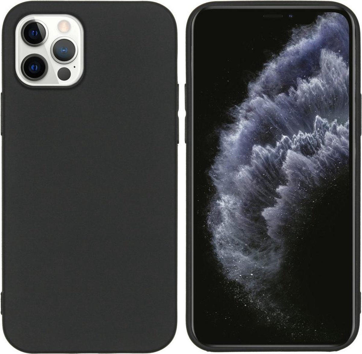 Siliconen back cover case - Geschikt voor iPhone 12 Pro Max - TPU hoesje - Zwart