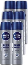 Nivea 48H Deo Spray / Anti-transpirant- Silver Protect Antibacterial - Voordeelverpakking 6 x 150 ml