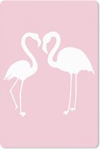 Muismat FlamingoKerst illustraties - Witte silhouetten van flamingo's op een lichtroze achtergrond muismat rubber - 18x27 cm - Muismat met foto