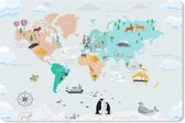 Muismat Trendy wereldkaarten - Wereldkaart met typische beelden muismat rubber - 27x18 cm - Muismat met foto