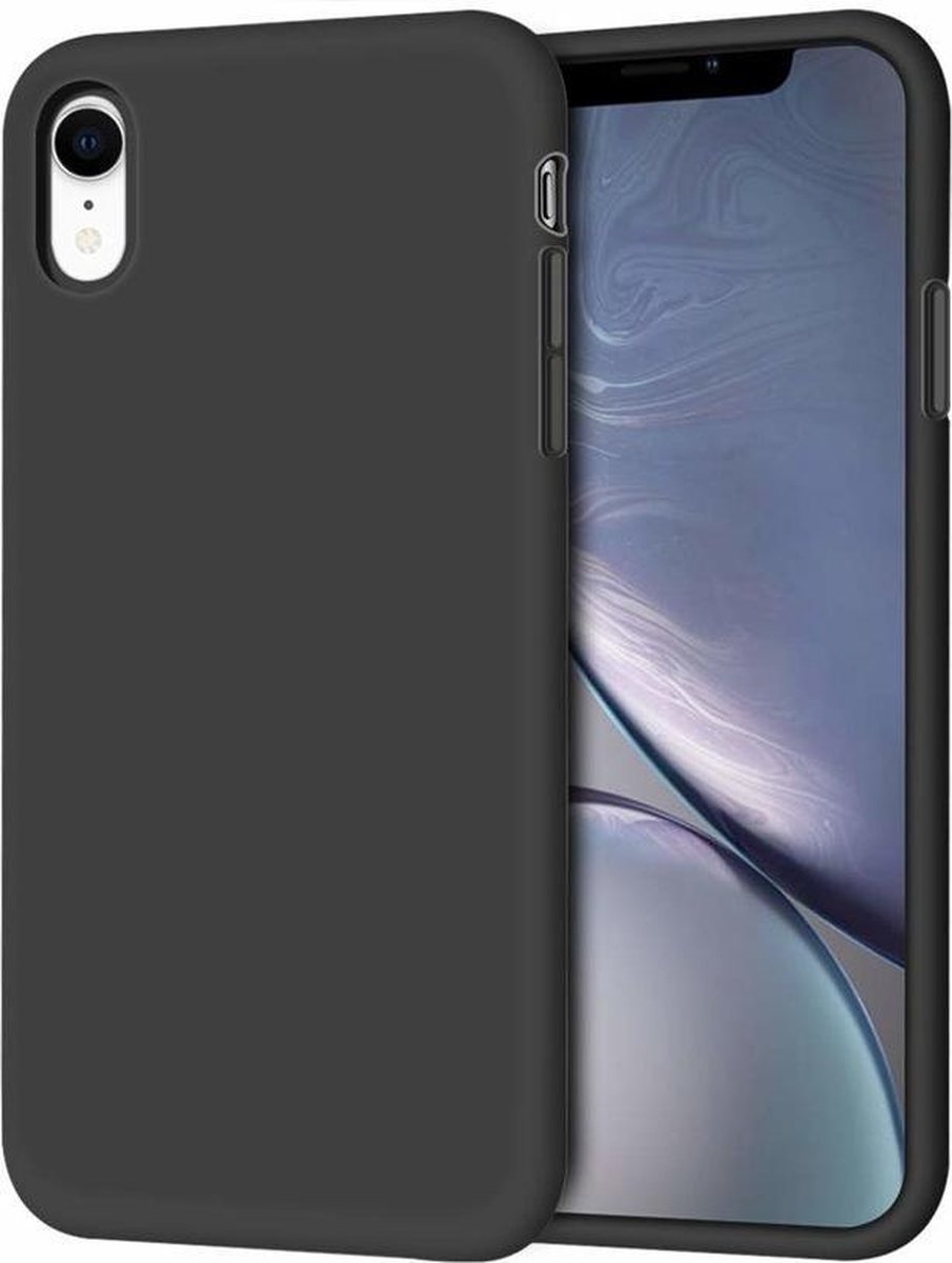 Siliconen back cover case - Geschikt voor iPhone XR - TPU hoesje - Zwart