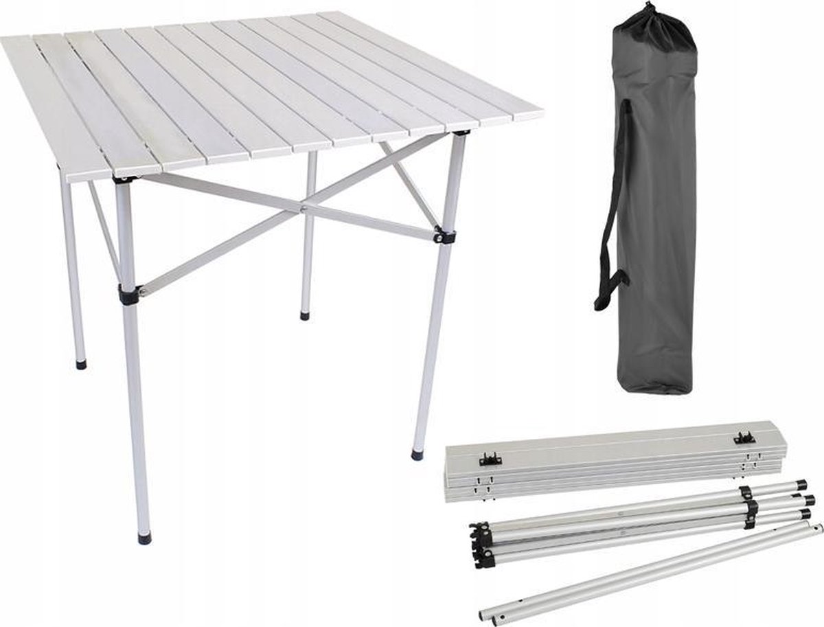 thumbnail: Monsiter QE Opvouwbare Campingtafel – Draagbare Picknicktafel Met 4 Bekerhouders, Aluminium Frame | Voor Buiten, Strand, Barbecue