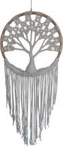 levensboom dromenvanger, dreamcatcher  lengte 125 cm breed 54 cm kleuren beige bruin  wit.