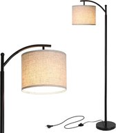 Staande lamp vloerlamp met stoffen lampenkap dimbaar | Woonkamer - Slaapkamer - Keuken- Eetkamer - Dimbaar Ijzer - E27- Led - Landelijk - Modern