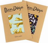 Hondenbandana set 'Paws' | L | 2x Bandana Hond | Hip & Stoer | Tijger | Bloemen | Blauw | Bandoga