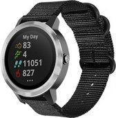 Nylon Smartwatch bandje - Geschikt voor  Garmin Vivoactive 3 nylon gesp band - zwart - Horlogeband / Polsband / Armband