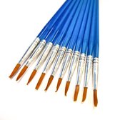 Verfkwasten | Penselen | Kwastjes | Schilderen | Verven | Knutselen | Set van 10 | Pointed | Blauw