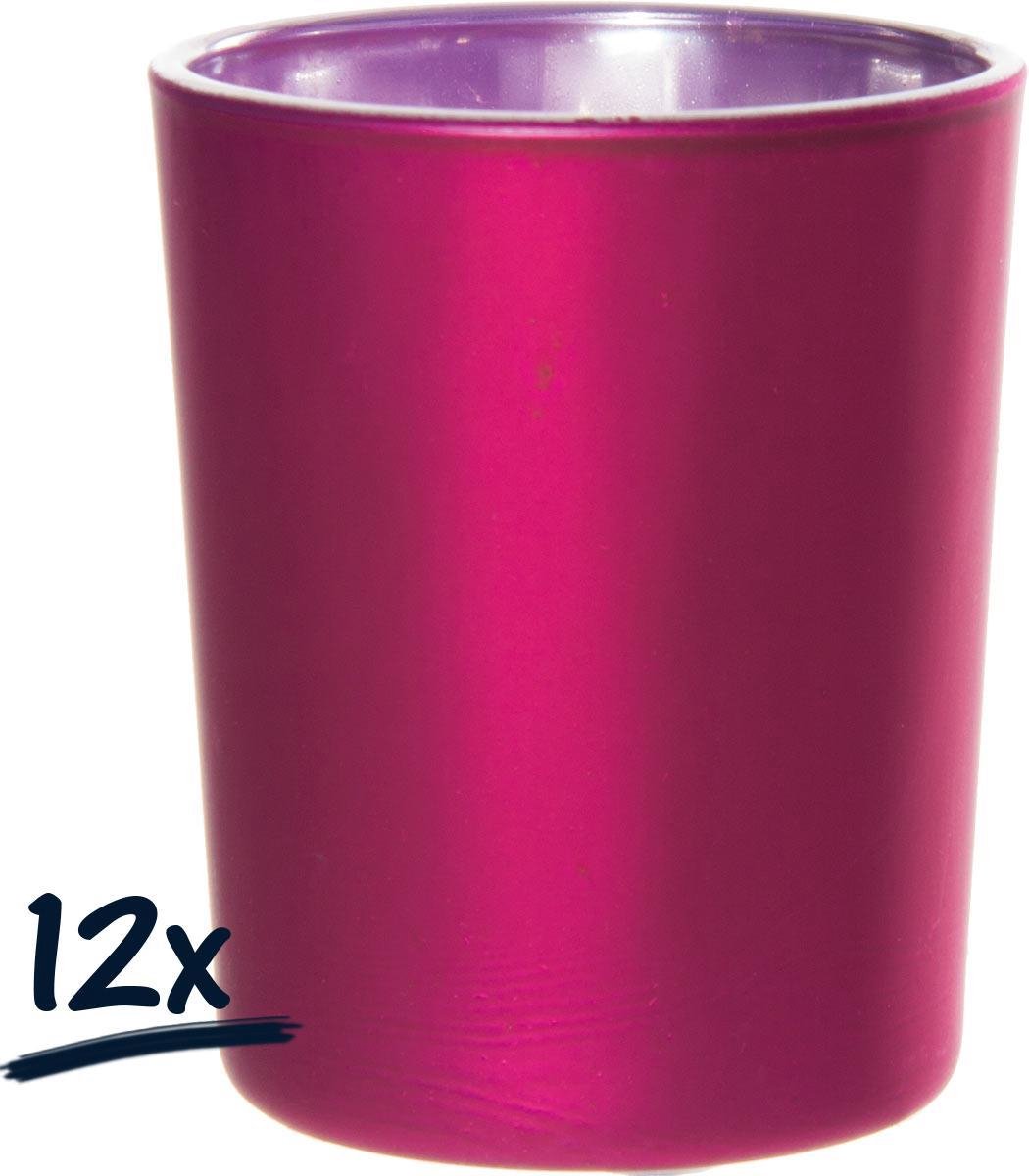 Set van 12 Gekleurde Theelichthouders van Glas - 7 cm - Waxinekaars Houder