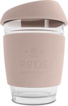 Potje Amsterdam Java Coral Pink  330ML – Re-usable Glass Cup – Koffie en Thee to go – Ideaal voor kantoor thuis en onderweg – Echt glas – Koffiebeker – Theebeker – Herbruikbaar