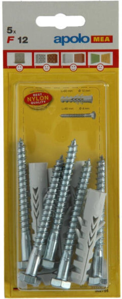 Plug Mea 5 Nylon Pluggen F+6Kt 12Mm + Houtdraadbout 502754