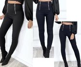 Damesbroek fashion broek hoge taille zwart maat XS/S
