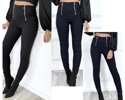 appel Word gek Parameters Damesbroek fashion broek hoge taille zwart maat XS/S | bol.com