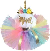 Cakesmash outfit 3-delig eerste verjaardag setje Unicorn in regenboog kleuren