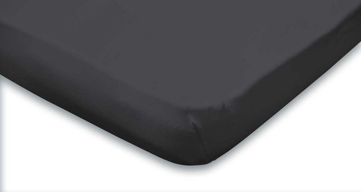 Topper Hoeslaken Jersey Katoen Stretch - antraciet 160x200cm - Lits Jumeaux