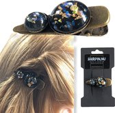 Hairpin-Haarspeld-Haaraccessoire-Hairclip-Cabochon-Handmade-Haarmode-zwartgoud